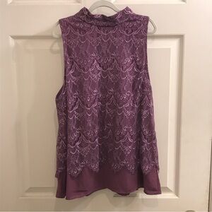 Purple Lynn Ruan mandarin neckline sleeveless top